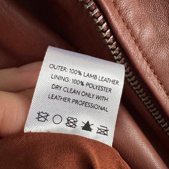 ABLE Maha Lamb Leather Jacket Whiskey Brown Plus Size 2X Moto Jacket $398 - Picture 3 of 7